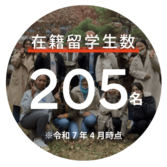在籍留学生数205名※令和7年4月時点
