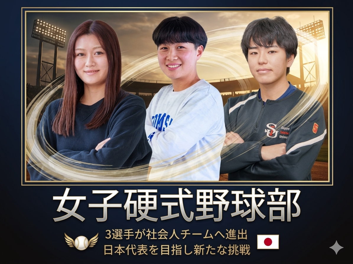 【女子硬式野球部】4年生3名が社会人チーム入り　それぞれの道で挑戦へのサムネイル画像